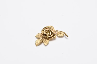 Lot 198 - A yellow metal brooch in the form of a rose