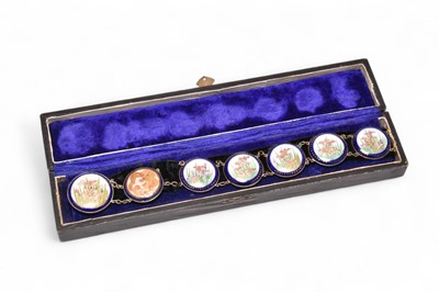 Lot 77 - A Japanese Satsuma inset white metal medallion belt