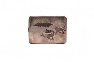 Lot 80 - A cased Japanese silver cigarette case by Mori Yoko, Taisho era
