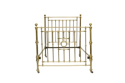 Lot 116 - A Victorian/Edwardian brass double bedstead