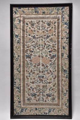 Lot 297 - A Chinese embroidered silk panel