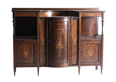 Lot 114 - An Edwardian inlaid rosewood sideboard