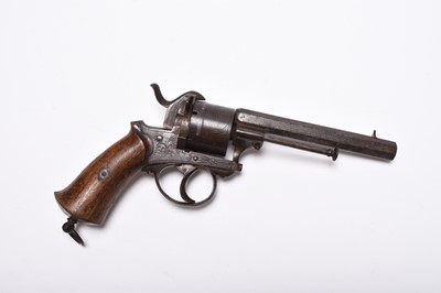 Lot 309 - A Belgian pinfire six-shot revolver, late 19th century
