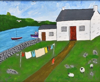 Lot 80 - Vincent Dott (British Northern School) Cottage by the Loch