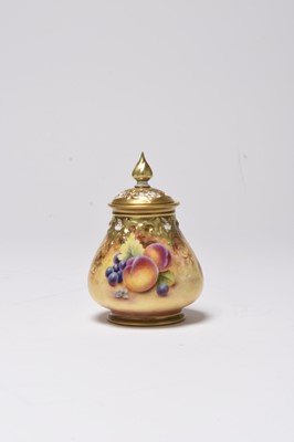 Lot 152 - A Royal Worcester pot pourri vase and cover painted with fruit by P. Stanley