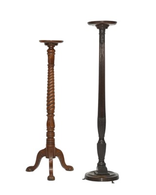 Lot 113 - Two Edwardian mahogany torchere stands