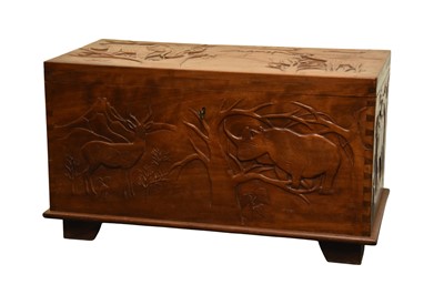 Lot 335 - An African tribal carved camphor wood 'Zanzibar' chest