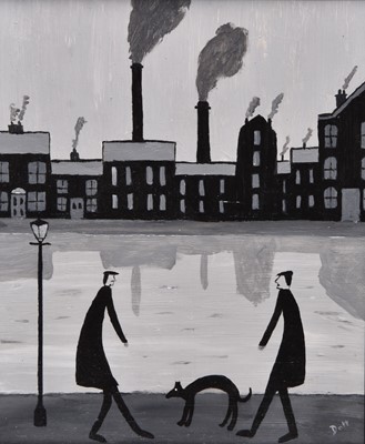 Lot 120 - Vincent Dott (British Northern School) Two Men and A Dog