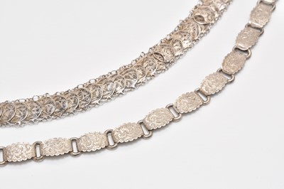 Lot 320 - A Victorian white metal necklace and a filigree white metal necklace