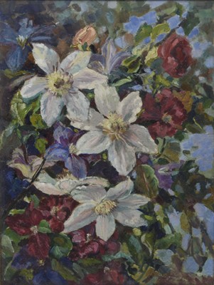 Lot 335 - Clemence Dane (1885-1965) Study of Clematis and roses