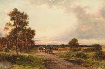 Lot 153 - Carl Brennir (1850-1920) Autumn on Bury Road, Dorsetshire