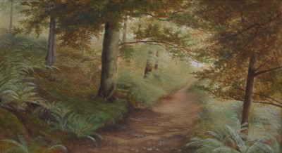 Lot 75 - R Combe (20th century) A pair of Landscapes - a Woodland and a Stream