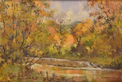 Lot 131 - Tom Oldham (1928-2019) River Scene in Autumn