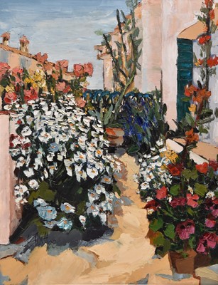 Lot 109 - Cornelius Bosch (1956-2011) Continental Yard with Flowers