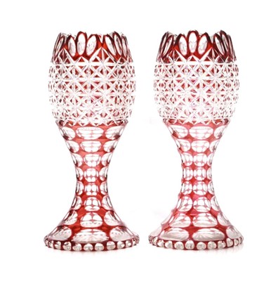 Lot 194 - A pair of late Victorian ruby flashed vases and two mid-century bowls