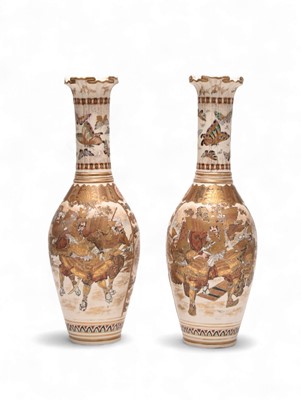 Lot 78 - A pair of Japanese satsuma vases