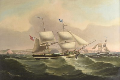 Lot 206 - Oliver Ussison Hodgson (1810-1878) Two Masted Schooner 'Bee'