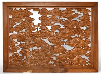 Lot 105 - A very large South East Asian carved teak screen, 20th century