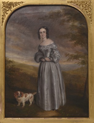 Lot 42 - English School (19th century) Portrait of a young lady in a blue gown