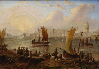 Lot 11 - Continental School (19th century) Harbour scene