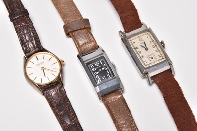 Lot 302 - Two Art Deco wristwatches and a later quartz watch