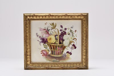 Lot 57 - English plaque painted with flowers, circa 1840