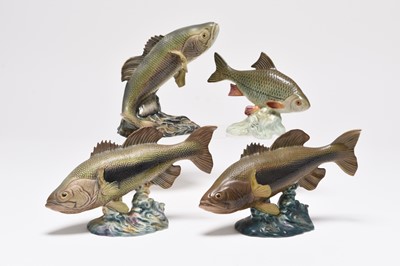 Lot 138 - Four Beswick models: Three Black Bass and a Roach