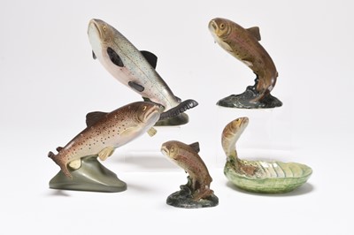 Lot 139 - Four Beswick trout models including an ashtray and one Beswick salmon