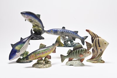 Lot 158 - Seven Beswick fish including Angelfish and Barracuda