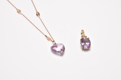 Lot 342 - Two amethyst pendants