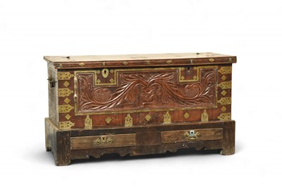 Lot 159 - A Malabar rosewood carved and brass-mounted chest