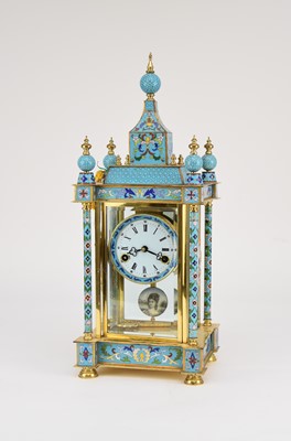 Lot 93 - A reproduction French style cloisonne enamelled mantel clock