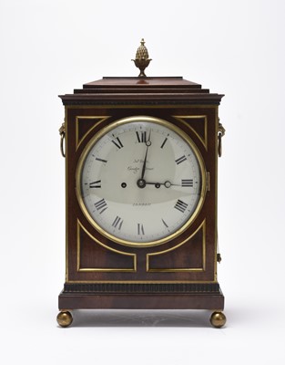 Lot 85 - A George III brass inlaid mahogany bracket clock, James Bate, London
