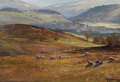 Lot 39 - Sam Garratt (1814-1946) A Rider in a Hilly Landscape