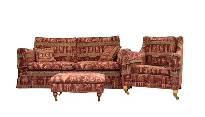 Lot 106 - A Duresta three-seat sofa with armchair and footstool en suite