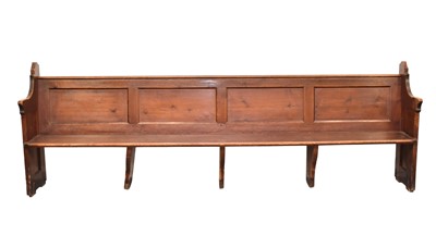 Lot 372 - A stained pine church pew bench
