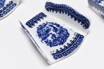 Lot 22 - A set of five Caughley 'Fisherman' asparagus servers, circa 1780-85