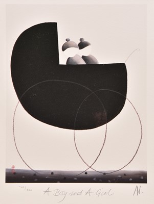 Lot 197 - Mackenzie Thorpe (b.1956) A Boy and A Girl