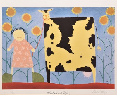 Lot 204 - Mackenzie Thorpe (b.1956) Walking with Daisy