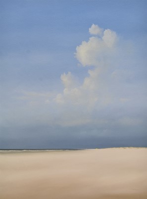 Lot 228 - Lawrence Coulson (b.1962) Red Umbrella and Yellow Windbreak (2)