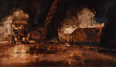 Lot 97 - Anthony Amos (1950-2010) Dock Scene