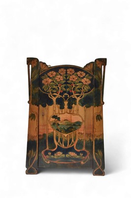 Lot 254 - An Art Nouveau style painted hanging cupboard
