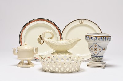 Lot 38 - English creamware, 18th and early 19th century, plus a pearlware vase, lacking cover