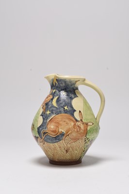 Lot 160 - Maureen Minchin (born 1954) A studio pottery jug with hares