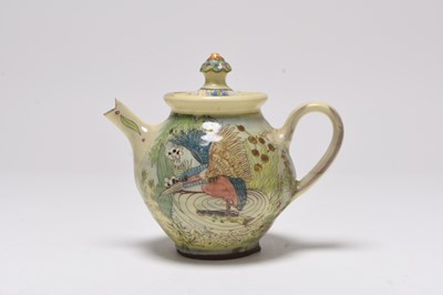Lot 162 - Maureen Minchin (born 1954) A studio pottery 'Kingfisher' teapot and cover