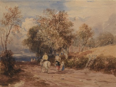 Lot 79 - David Cox (1783-1859) A Road in Wales with figures