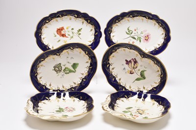 Lot 63 - A set of six Bloor Derby dessert dishes and a Sunderland lustre plaque, 19th century