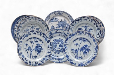 Lot 19 - A group of ten various Chinese blue and white plates, 18th century