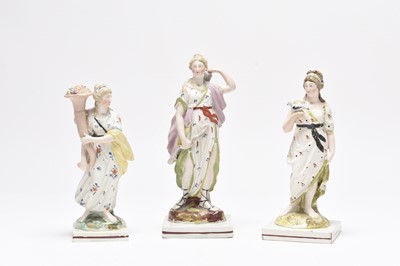 Lot 53 - Three Staffordshire pearlware figures, late 18th/early 19th century