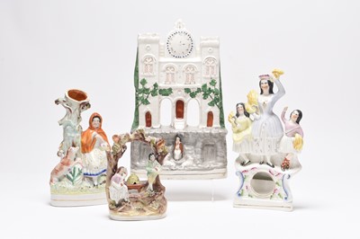 Lot 65 - Five Staffordshire models, including Red Riding Hood and Pocket Watch stands